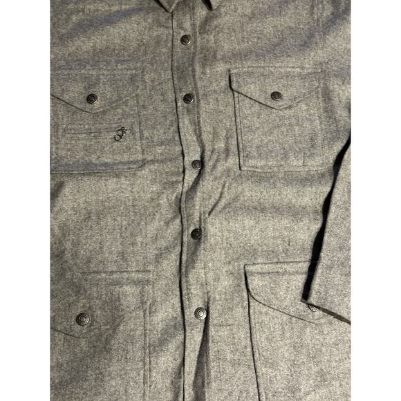 Ralph Lauren Polo Wool Snap Button Utility Shirt Jacket Men’s Large Gray Shacket - Picture 5 of 8